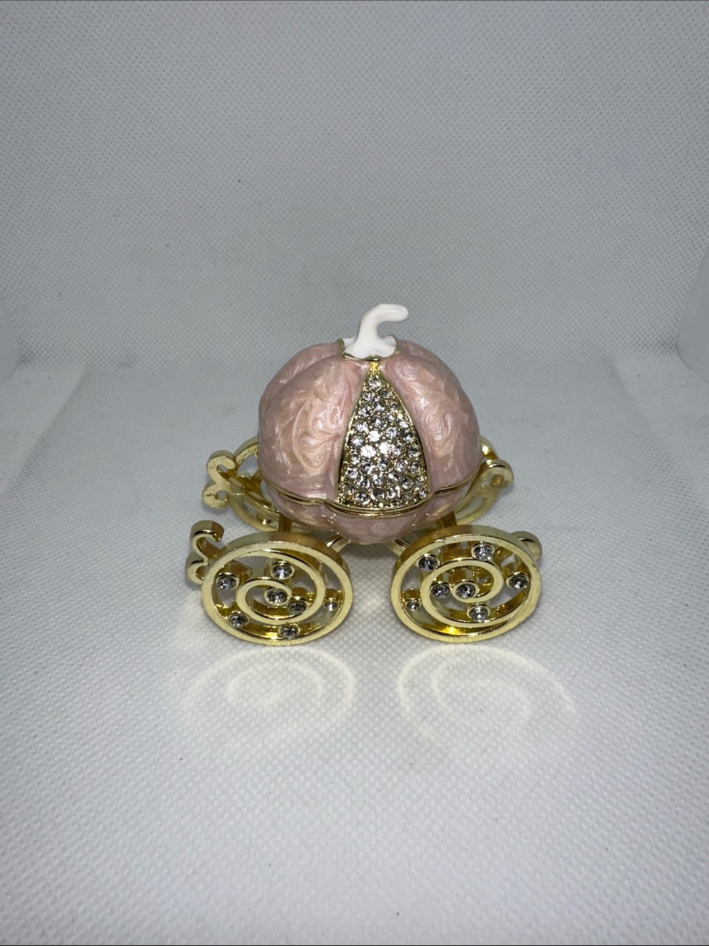 Jeweled Pink Pumpkin Carriage Trinket/Jewelry Box
